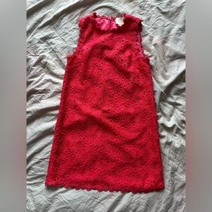 Kate Spade Red Floral Lace Shift Dress Sleeveless Scalloped Mini Size 2